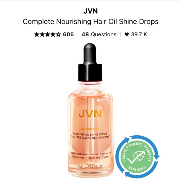 JVN Hair Pick 3 Jvn Complete Nourishing Hair Oil Shine Dropssample